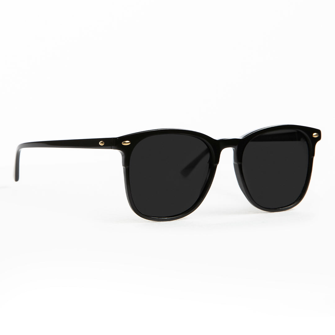 Clubmaster Black Frame with Polarized Lens: Black