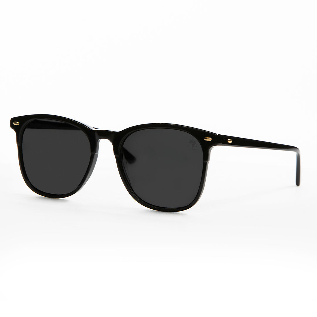 Clubmaster Black Frame with Polarized Lens: Black