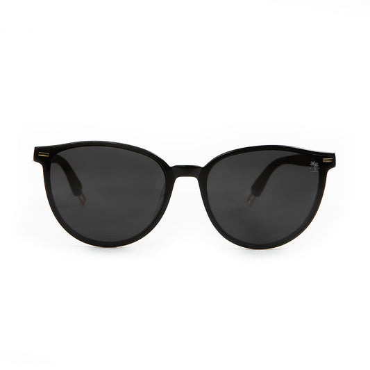 Dark Wood Cat Eye with Polarized Lens: Black